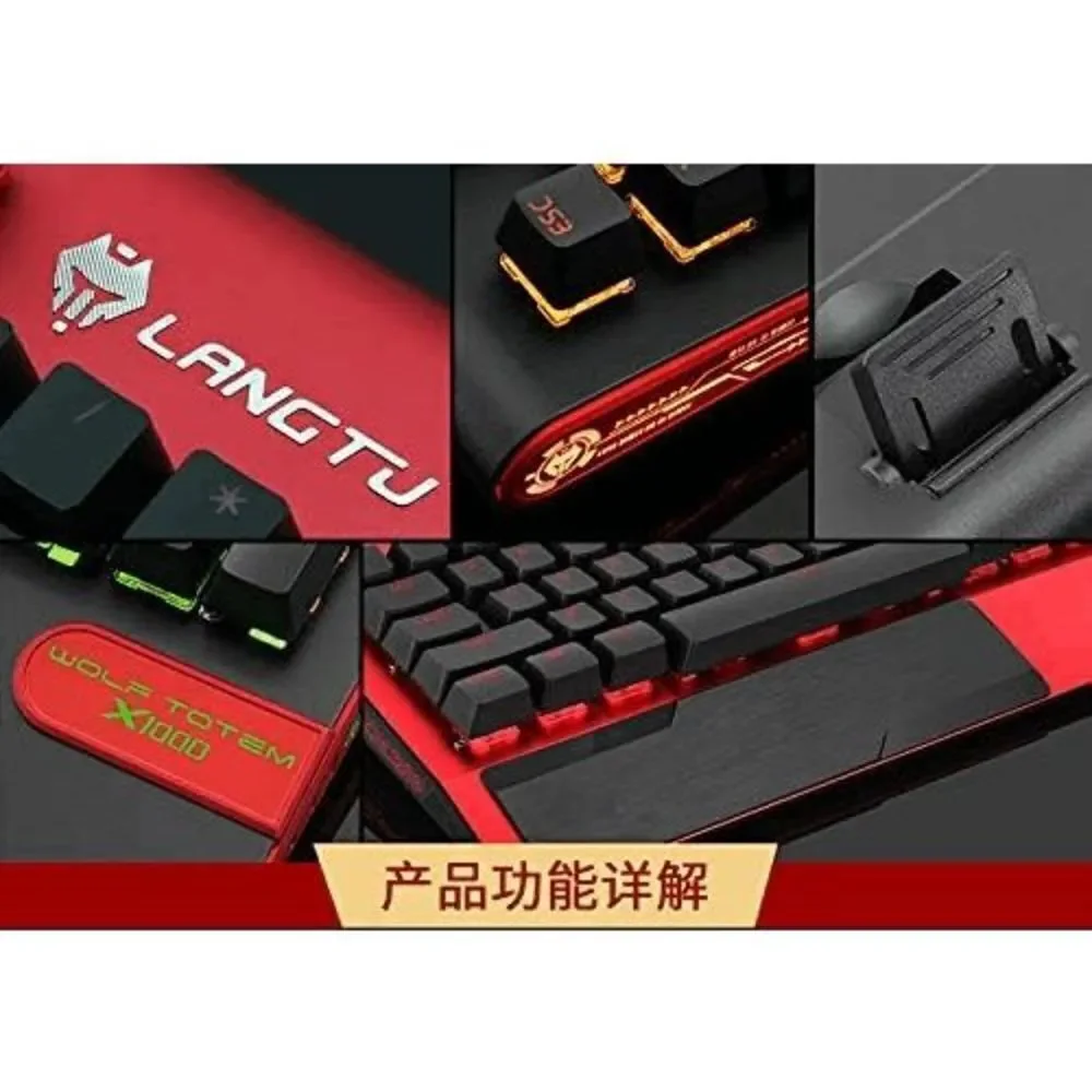 LED Multimedia Knob Mechanical Keyboard with Mouse & Mouse Pads Red/Red Backlit